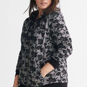 Ellos Jacquard unlined zip front black grey hoodie 10/12